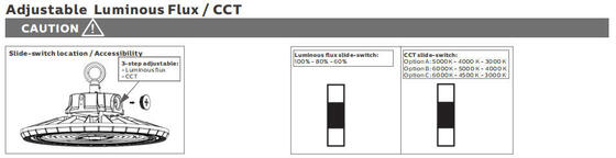 HB2 DIP переключаемая мощность и 3CCT UFO LED High Bay Light 100W 150LPW с экстренной функцией необязательно