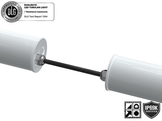 1.5-метровая светодиодная трубчатая лампа 60 Вт IP69K IK10 TB7 для химических предприятий с возможностью последовательного соединения через 3 или 5 проводов и переключением питания/3CCT/3-фазного режима с помощью DIP-переключателя