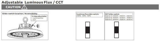 HB3 DIP переключаемая мощность и 3CCT UFO LED High Bay Light 100W 192LPW с готовым датчиком (PIR / Motion Sensor)