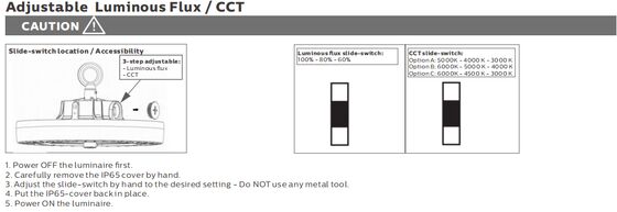 HB4H DIP переключаемая мощность 3CCT UFO LED High Bay Light 150W 150LPW с 90-градусным рефлектором Al IP65 IK08 Protection Europe Warehouse