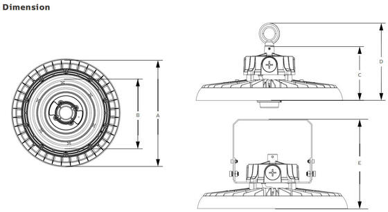 100 Вт, 150 Вт, 200 Вт HB3H, высокая мощность для складского освещения, 4000–5000–5700 К, цветовая температура, класс защиты IP65, гарантия 5 лет.