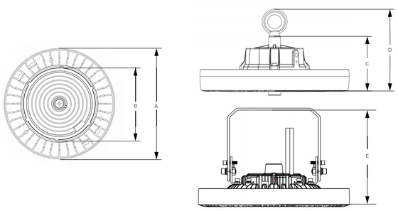 50W 60W 80W 4000K PC объектив IP65 IK08 7 лет гарантии Заводской склад DUALRAYS LIGHTING HB4H UFO LED High Bay Light