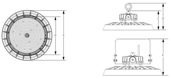 DUALRAYS LIGHTING HB5 Универсальный светодиодный светильник UFO High Bay мощностью 240 Вт с 3 ЦКТ и регулируемой мощностью IP65 0–10 В с регулируемой яркостью складского освещения с датчиком Plug-and-Play