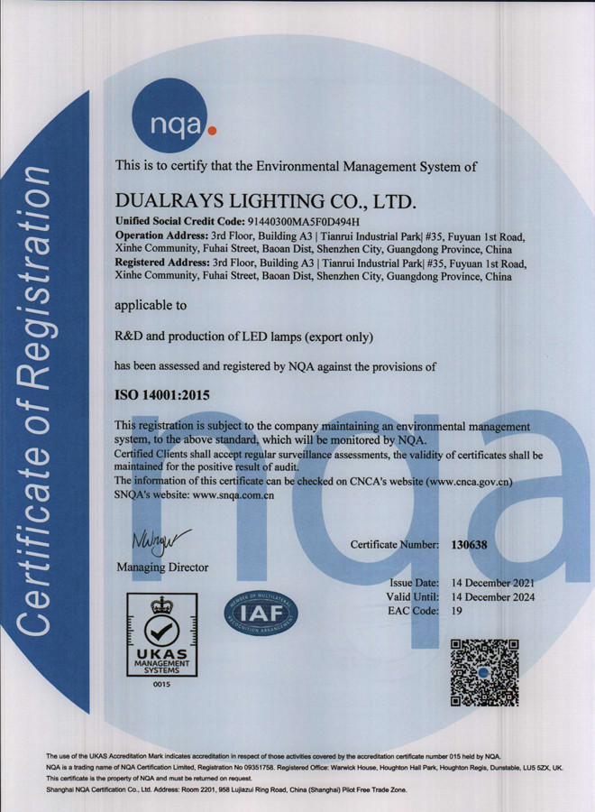 Китай DUALRAYS LIGHTING Co.,LTD. Сертификаты